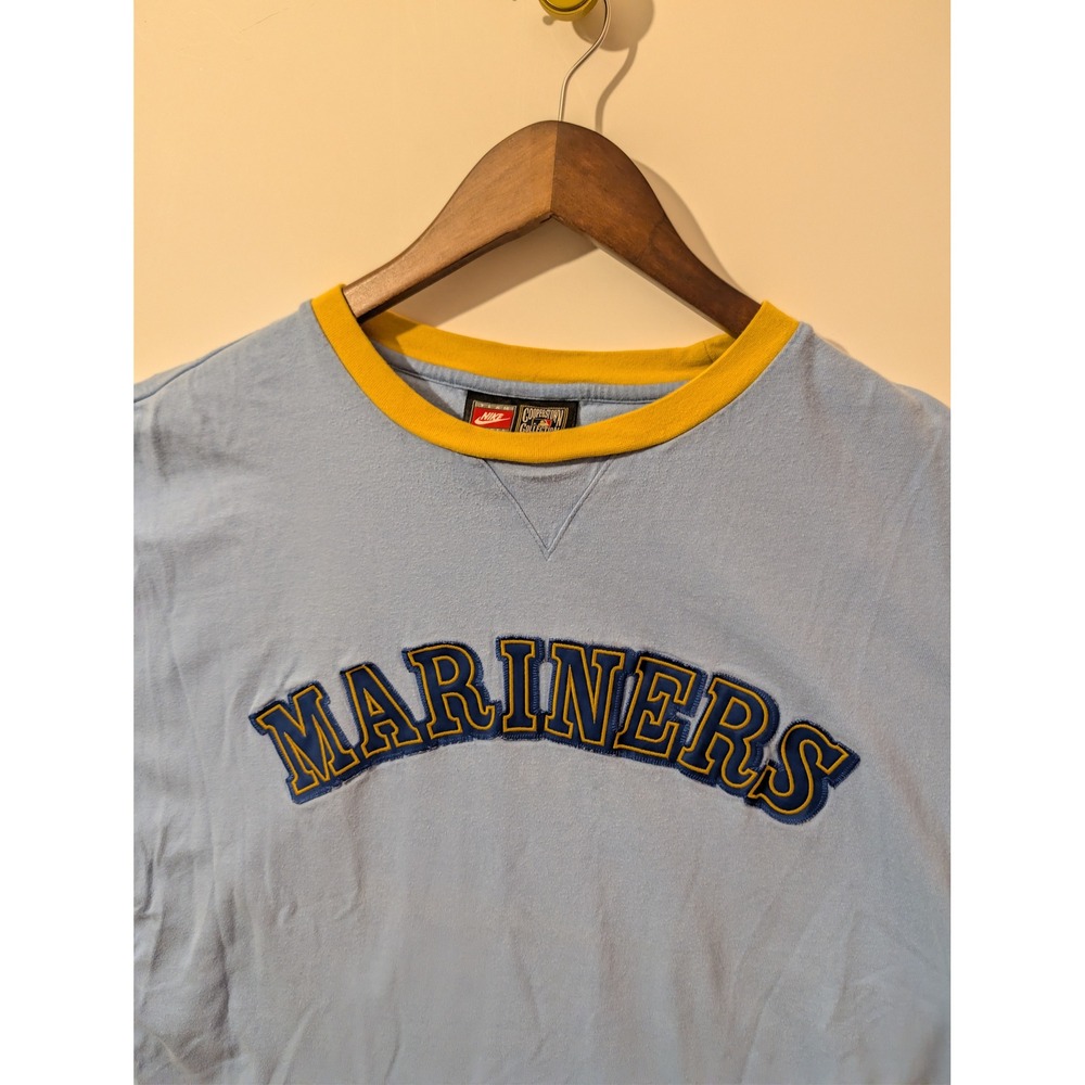 Nike T-Shirt Mens XL Blue Excellent Ringer Seattle Mariners Cooperstown MLB Tee